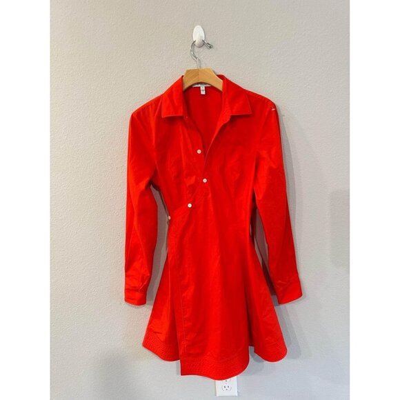 Derek Lam 10 Crosby Ruby Red Petra Button Up Wrap Mini Dress Sz 4 - Picture 2 of 7